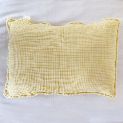 Funda de almohada flecos tipo waffle - 100% algodón
